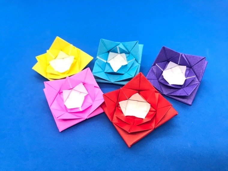 折り紙 薔薇（バラ・ばら）の簡単な作り方～How to make an easy 