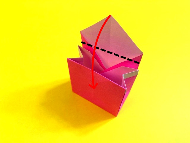 のりなしで折れるふた付き紙袋の折り紙の作り方_004