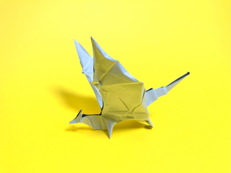 モンハンの折り紙　クシャルダオラ（鋼龍・風翔龍）の簡単な作り方（ドラゴン34）～How to make an easy origami Kushala Daora(Monster Hunter）（dragon）～