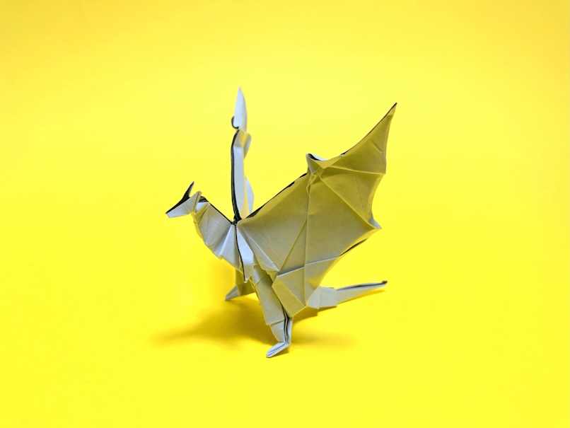 モンハンの折り紙　クシャルダオラ（鋼龍・風翔龍）の簡単な作り方2（ドラゴン35）～How to make an easy origami Kushala Daora(Monster Hunter）（dragon）～