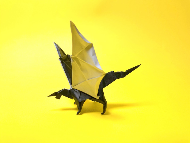 モンハンの折り紙　アルバトリオン（煌黒龍）の簡単な作り方（ドラゴン37）～How to make an easy origami Alatreon(Monster Hunter）（dragon）～