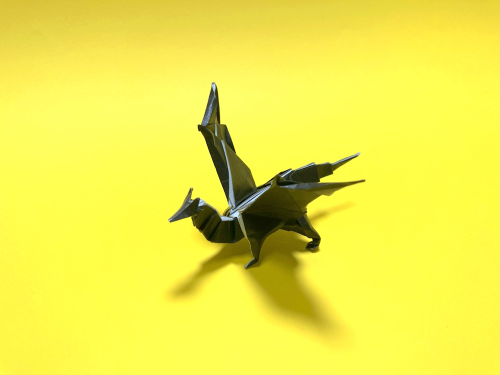 モンハンの折り紙　ミラボレアス（黒龍・邪龍）の簡単な作り方(ドラゴン37)～How to make an easy origami Miraboreas(MonsterHunter)(dragon)～