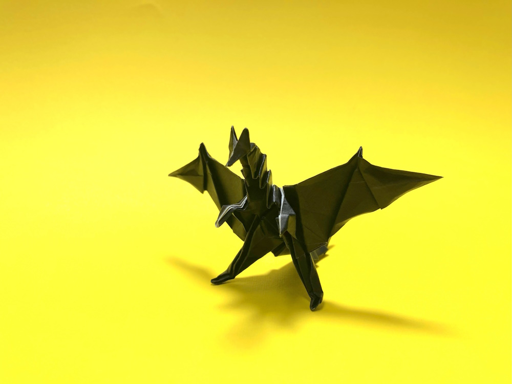 モンハンの折り紙　ミラボレアス2（黒龍・邪龍）の簡単な作り方（ドラゴン41）～How to make an easy origami Miraboreas(MonsterHunter）（dragon）