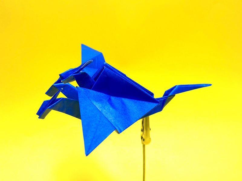 折り紙　羽ばたくドラゴン三頭龍の簡単な作り方2～How to make an easy origami flapping dragon（three headed dragon）～