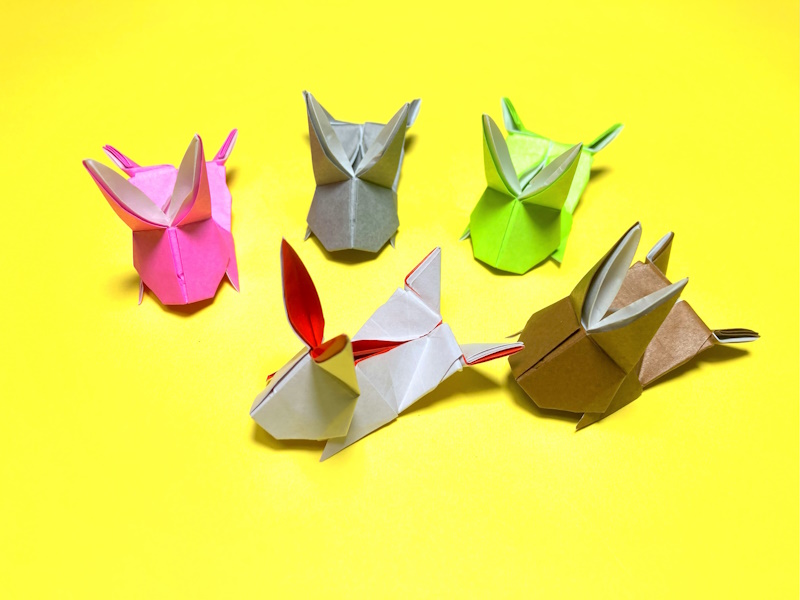 遊べる折り紙　ぴょんぴょん跳ねるジャンプうさぎの簡単な作り方2～How to make an easy origami jumping rabbit～