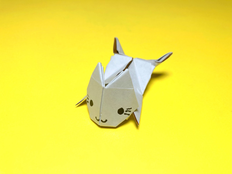 遊べる折り紙　ぴょんぴょん跳ねるジャンプねこの簡単な作り方2～How to make an easy origami jumping cat～