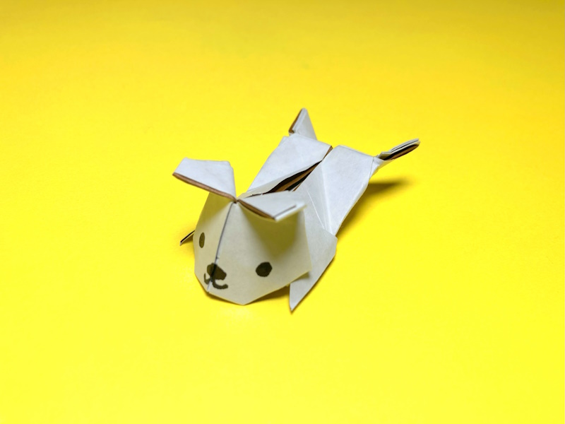 遊べる折り紙　ぴょんぴょん跳ねるジャンプ犬の簡単な作り方5～How to make an easy origami jumping dog～