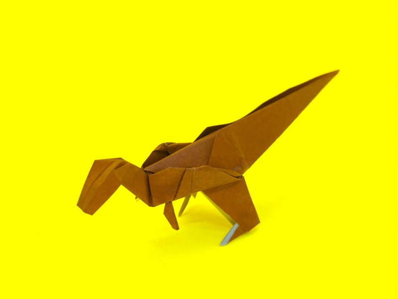 恐竜の折り紙　ヴェロキラプトル（ベロキラプトル）の簡単な作り方2～How to make an easy origami velociraptor～