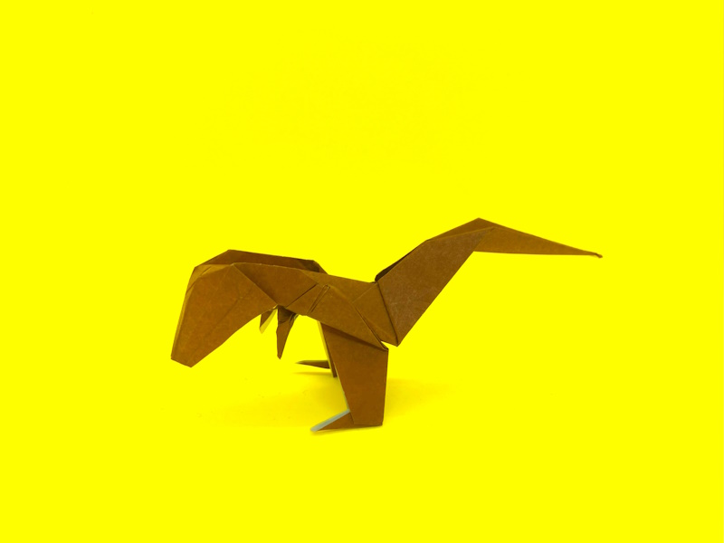 恐竜の折り紙　ティラノサウルスの簡単な作り方2～How to make an easy origami tyrannosaurus～