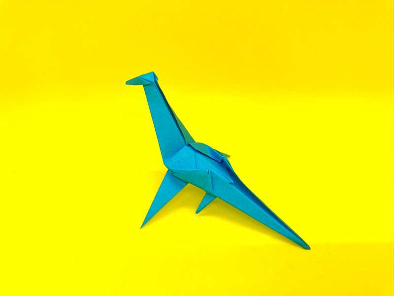 恐竜の折り紙　プレシオサウルス首長竜の簡単な作り方2～How to make an easy origami plesiosaurus～