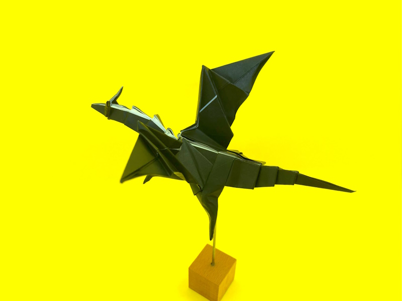 モンハンの折り紙　ミラボレアス（黒龍・邪龍）の簡単な作り方9（ドラゴン80）～How to make an easy origami MiraboreasMonster Hunter）（dragon）