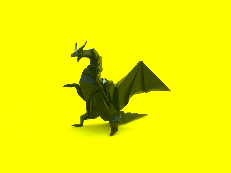 モンハンの折り紙 ミラボレアス(黒龍・邪龍)の簡単な作り方12(ドラゴン90)~How to make an easy origami Miraboreas(Monster Hunter)~