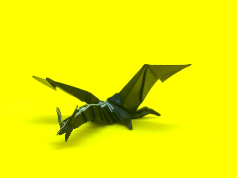 モンハンの折り紙　ミラボレアス（黒龍・邪龍）の簡単な作り方13（ドラゴン91）～How to make an easy origami Miraboreas(Monster Hunter）～