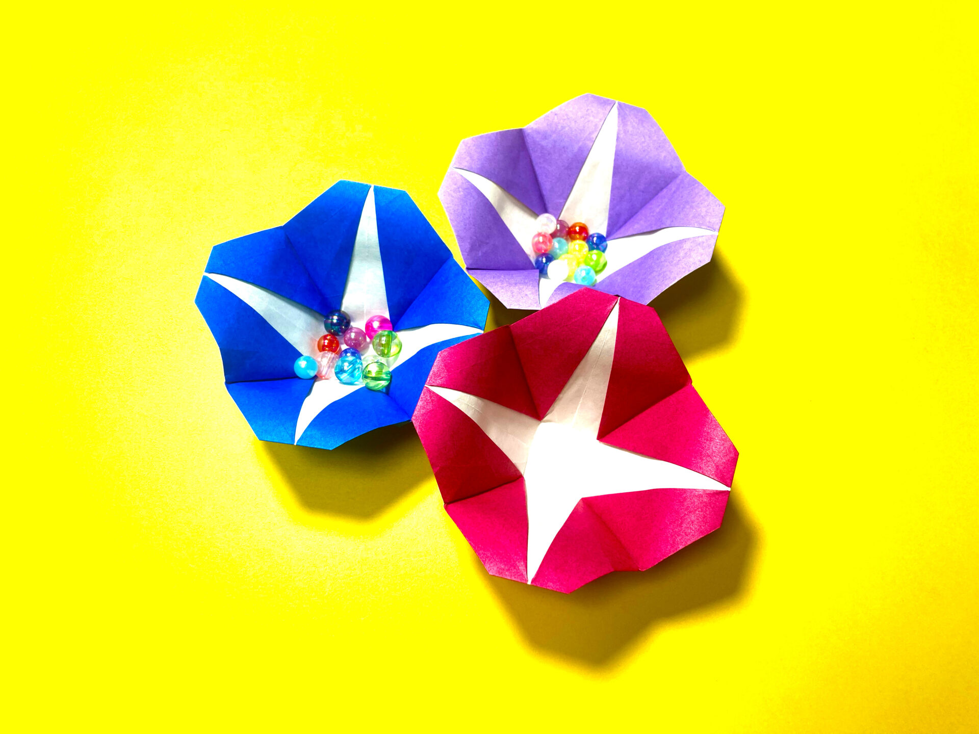 花の折り紙 あさがお(朝顔)の箱の簡単な作り方~How to make an easy origami morning glory box~